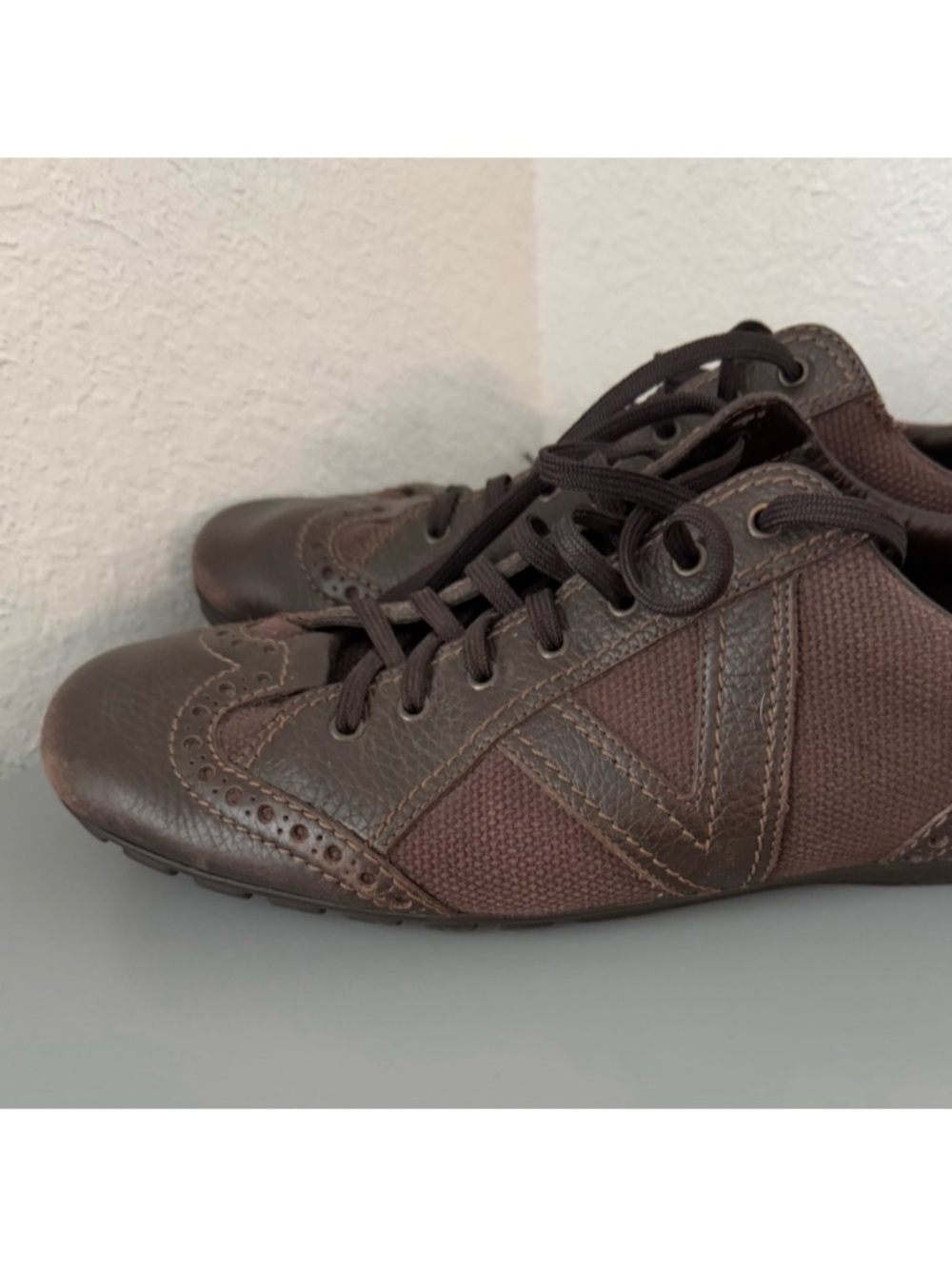 Louis Vuitton Men's Dark Brown Mixed-Material Sneakers size 10.5 - Picture 7 of 16